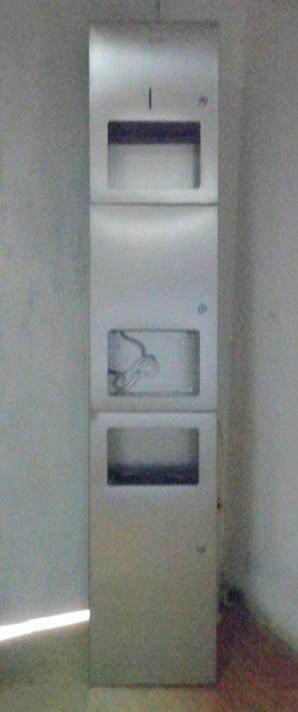 供应三合一不锈钢组合柜带擦手纸箱垃圾桶干手器一体机暗装图片