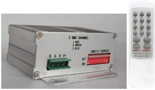 供应低压恒压DMX512解码器3路-拨码开关 可配遥控器