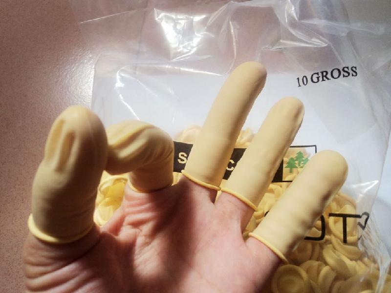 手指套 防静电手指套手指套一次性乳胶指套防静电白色黄色橙色防护保护套加厚防滑批发