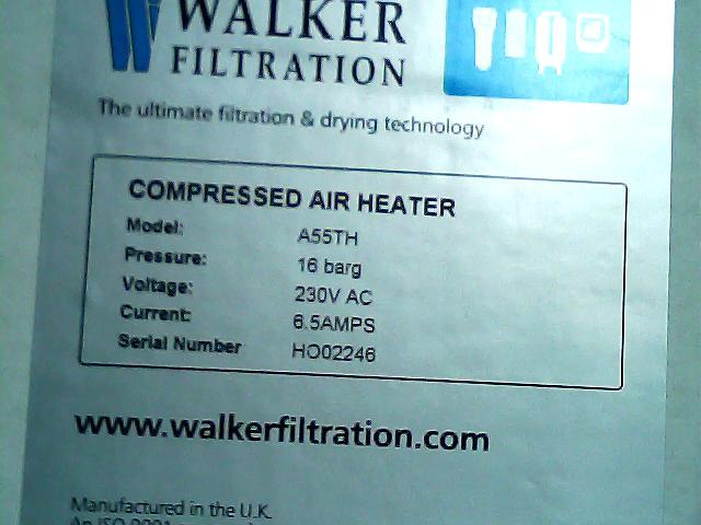供应WALKER加热器A55TH，英国原装进口加热器，压缩气体电加热器