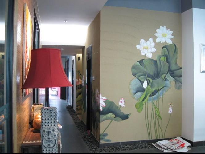 合肥墙体绘画墙画手绘国画大厅主卧客厅