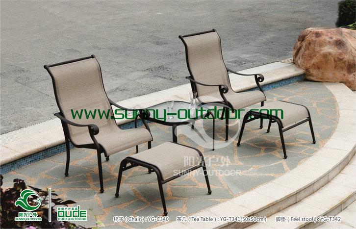 供应铸铝茶几椅子、铸铝钢化玻璃方桌、茶几、铸铝方桌