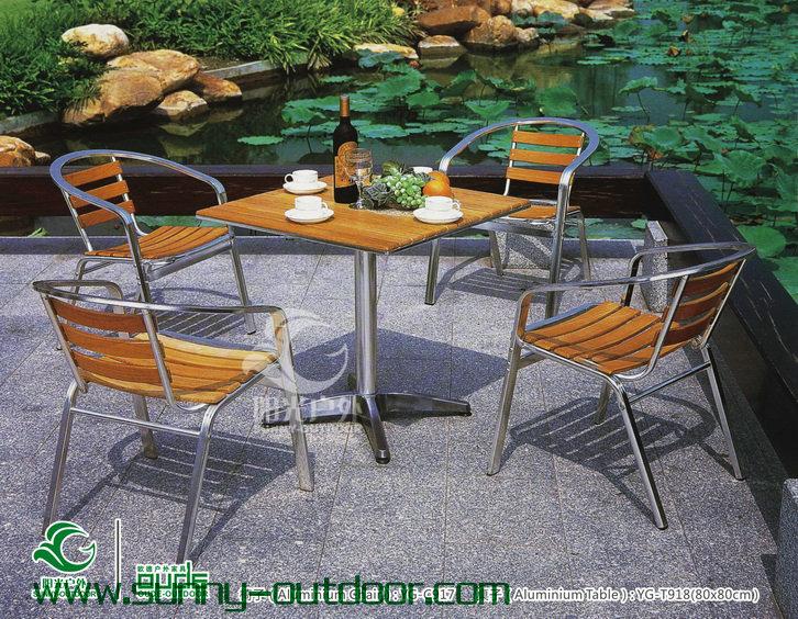 供应铝合金桌椅、铝木桌子、铝木桌椅、铝桌铝椅、方桌