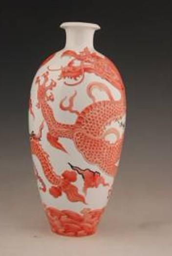 龙年瓷器YS龙吟中华福瓶，红官窑高档陶瓷花瓶，限量版花瓶 龙年艺术瓷