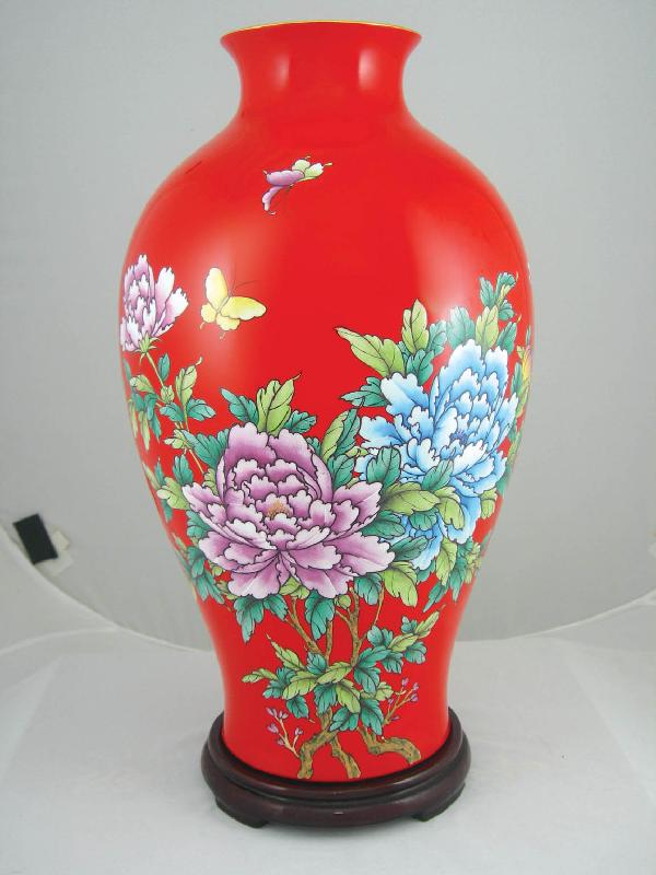 西安醴陵红瓷花瓶，西安醴陵红瓷花瓶批发，西安醴陵红瓷花瓶礼品，