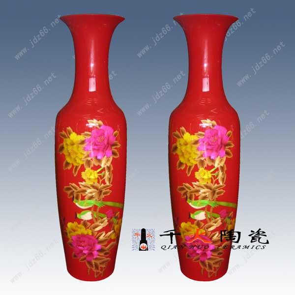 供应麦秆画中国红大花瓶 景德镇陶瓷大花瓶厂