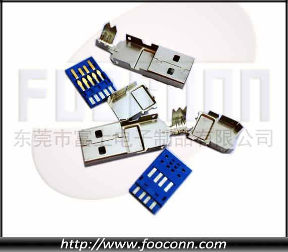 供应USB公头焊线/USB 3.0 A公 焊线三件式