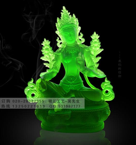 供应琉璃绿度母佛像，琉璃绿度母观音像，广州琉璃佛像生产厂家，琉璃摆件图片