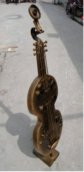 深圳厂家供应铁艺大提琴摆件金属乐器雕塑摆件不锈钢小提琴摆件图片