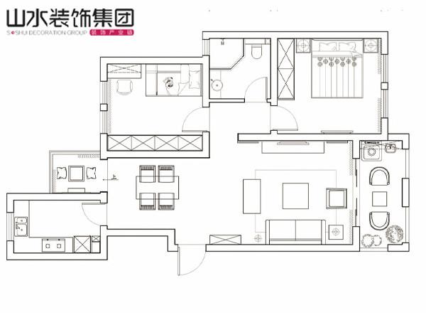 供应天下锦城100平米三室居现代中式风