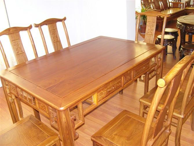 供应明清古典中式富贵餐桌椅组合7件套正宗花梨木实木家具红木厂家直销