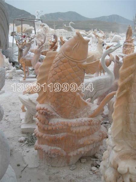 供应鱼雕塑喷泉汉白玉雕塑鱼大理石鱼雕图片