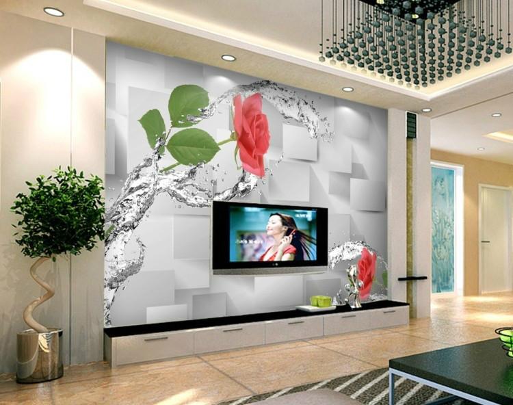 供应大型壁画厂家直销_3D花卉简约壁画墙纸_设计院装饰公司墙纸店首选