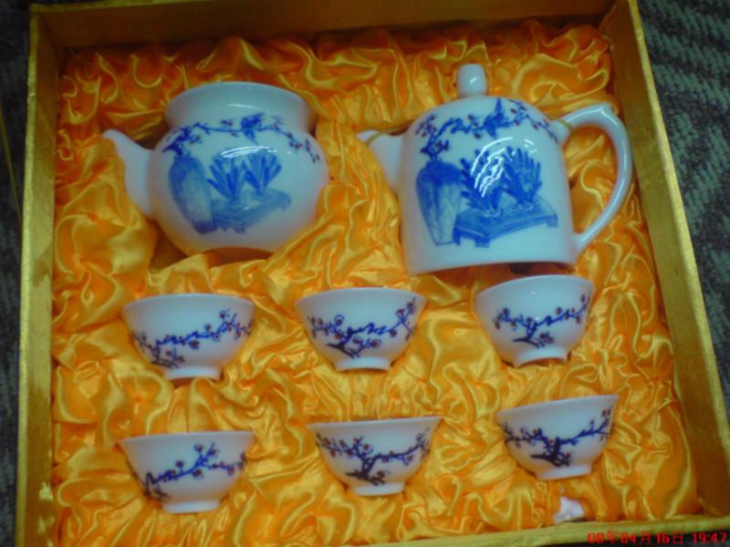 西安陶瓷茶具，西安青花瓷茶具批发