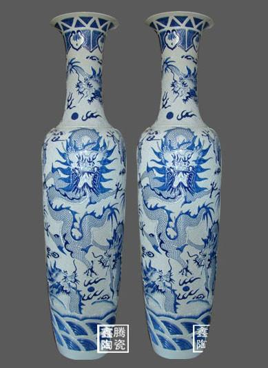 供应龙纹陶瓷花瓶 传统雕刻大花瓶