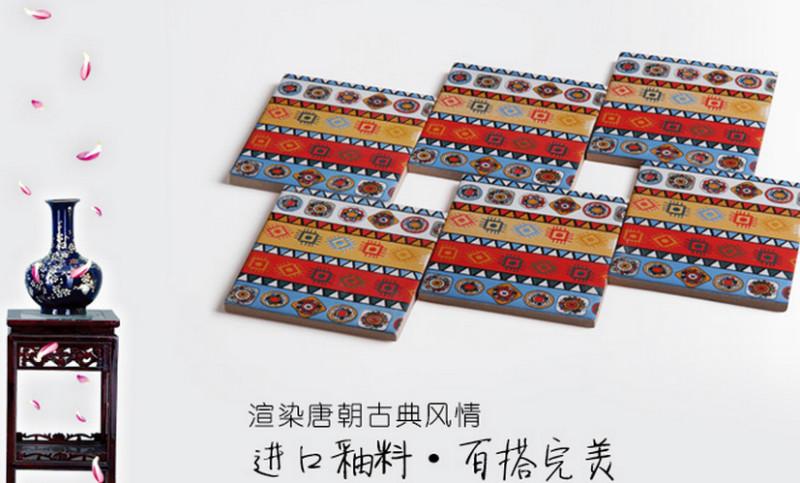 供应藏族风彩绘花砖铺地砖图片