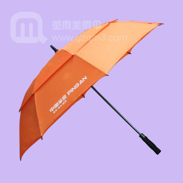 高尔夫雨伞产定做平安双层橙色雨伞批发
