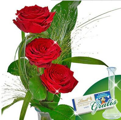 供应德国鲜花速递送花到柏林玫瑰3枝玫瑰价格便宜到各个城市