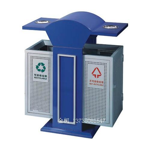 供应户外分类垃圾桶 不锈钢果皮箱 双桶垃圾箱 型号HW-63