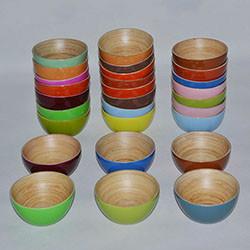 供应竹片彩色小竹碗巨匠厂家定制全手工天然日韩式环保竹片彩色小竹碗
