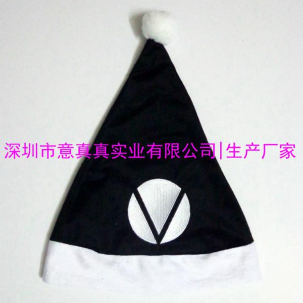 供应黑色绣花圣诞帽 企业logo圣诞帽定做 厂家生产加工高档外贸圣诞帽子
