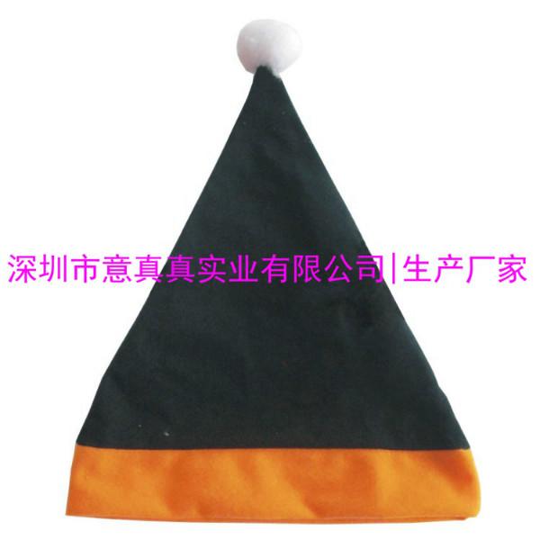 供应黑色成人圣诞帽 两色无纺布圣诞帽 黑色大号圣诞帽来图来样定做