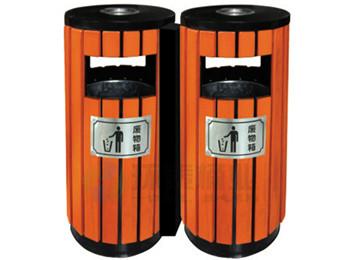 圆形双桶分类钢木垃圾桶HT-GM6030批发