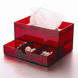 厂家供应直销亚克力收纳盒 亚克力红色时尚收纳盒 纸巾盒 有几波路收纳盒