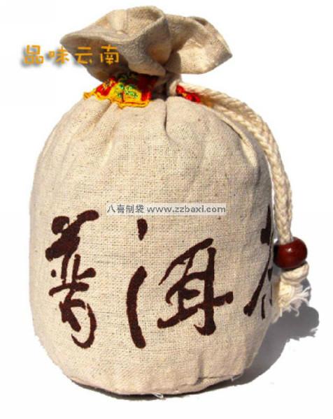供应安徽棉布茶叶包装袋-桔普茶束口袋
