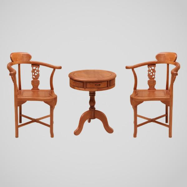 红木情人椅三件-红木休闲椅-花梨木家具