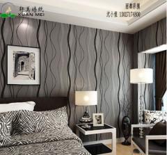 现代时尚条纹客厅卧室墙纸装饰膜批发