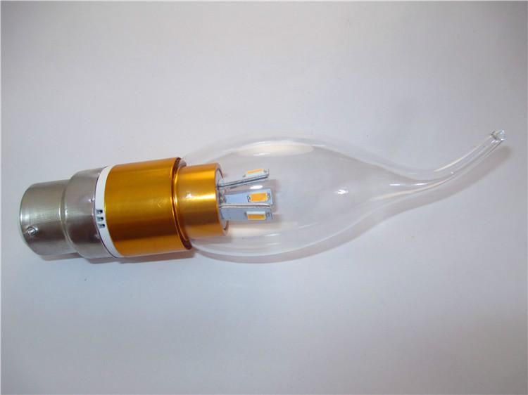 供应LED蜡烛灯3WB22透明尖泡蜡烛灯